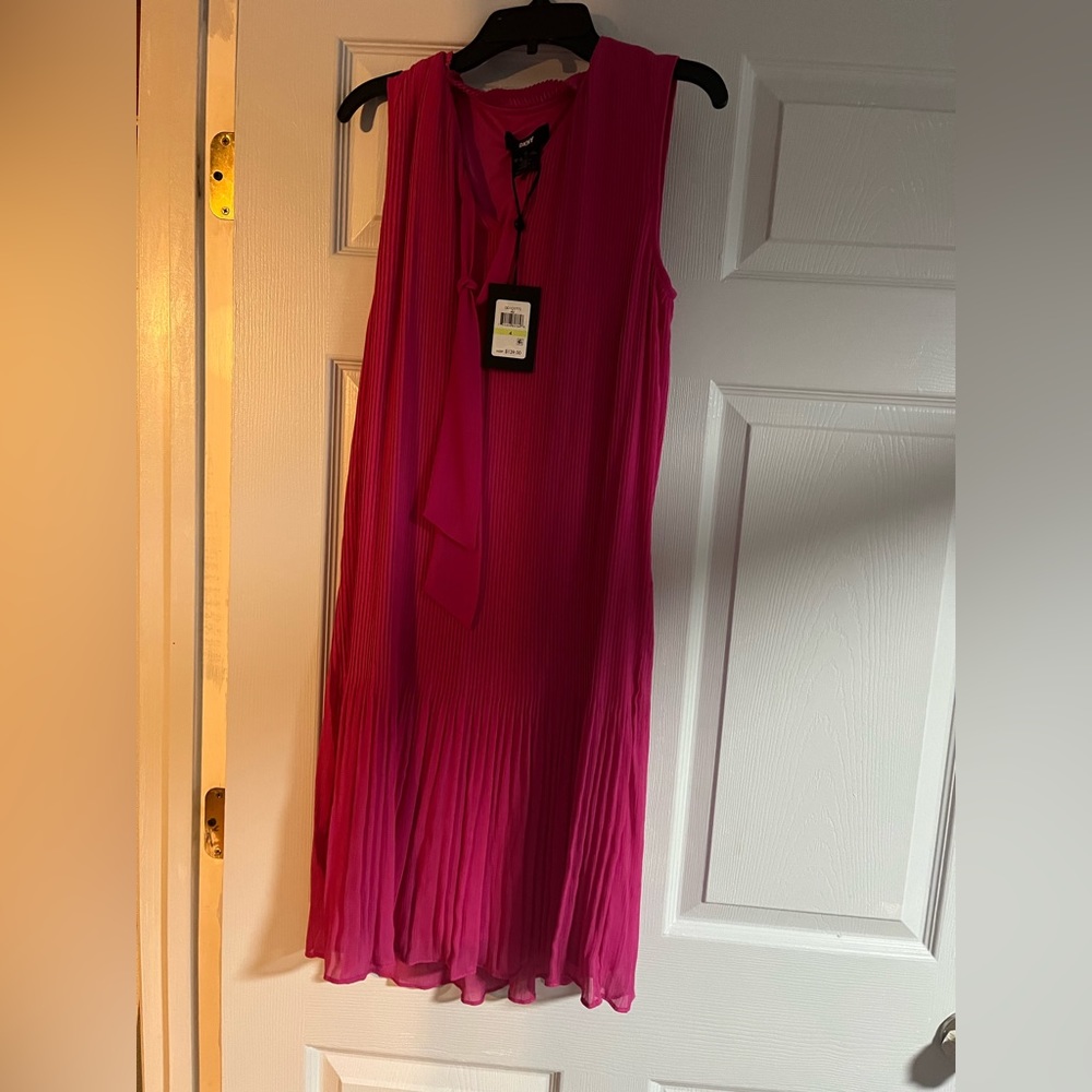 Hot pink DKNY midi dress size 4